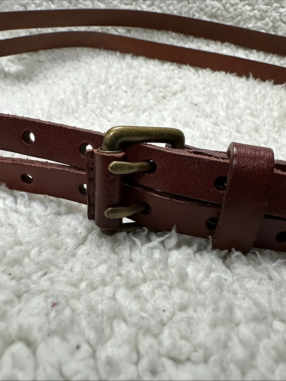 Slim  Double Belt & Buckle Faux Studded Vegan Leather Boho Goth Funky Belt
